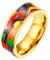 PAURO Herren Edelstahl Emaille Abstrakt Ölgemälde 7mm Trauringe Ring Golden Größe 57