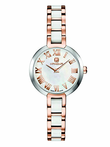 Hanowa Damenuhr Swiss Made Edelstahl Keramik Rose Weiss 16-7057.12.001