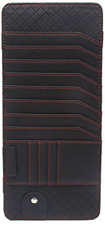 sourcingmap Black Faux Leather Car Sun Visor CD DVD Sunglass Card Holder Pocket