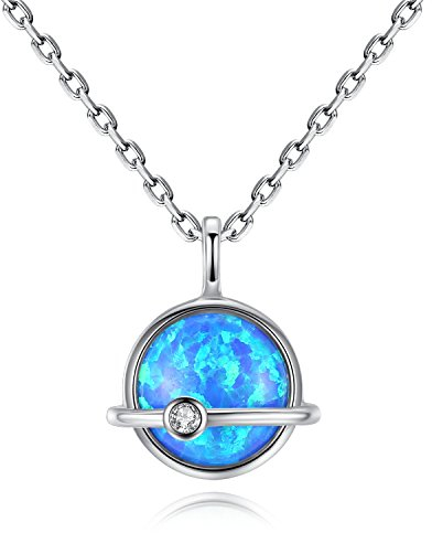 VIKI LYNN Opal Halskette 925 Sterling Silber Oktober Geburtsstein Schmuck für Frauen (Blau Opal)