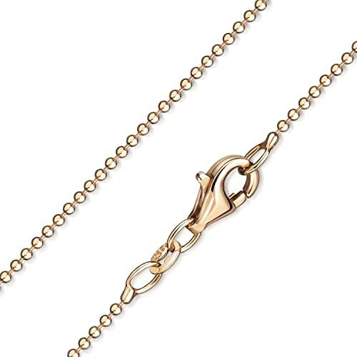 MATERIA Damen Halskette rosegold aus 925 Silber vergoldet Kugelkette diamantiert 1mm fein 40-80cm K98