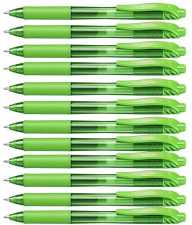 Pentel BL107 EnerGel X Stylo Roller Encre Gel Rétractable Séchage Rapide Vert Clair x12