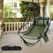 Bathonly Hängesessel mit Fußstütze, Sky Chair mit Metallstange, Hängeschaukel, Hängestuhl Outdoor Mit Seitentasche, Getränkehalter, Stützkissen, bis 150 Kg Belastbar, Grün