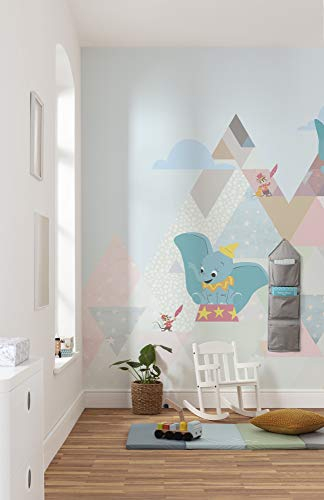 Komar Disney Vlies Fototapete Dumbo flying elephant | Größe: 300 x 280 cm (Breite x Höhe), Bahnbreite 50 cm | Tapete, Wandbild, Dekoration, Wandbelag, Kinderzimmer, Schlafzimmer | DX6-011, bunt