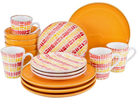 CreaTable, 22893, Serie MARBELLA, 16-teiliges Geschirrset, Kombiservice aus Steingut, spülmaschinen- und mikrowellengeeignet, Made in Portugal