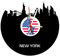 bigcopy e.K. Wanduhr New York Skyline,mit Freiheitsstatur Vinyluhr/Schallplattenuhr mit lautlosem Quarzwerk