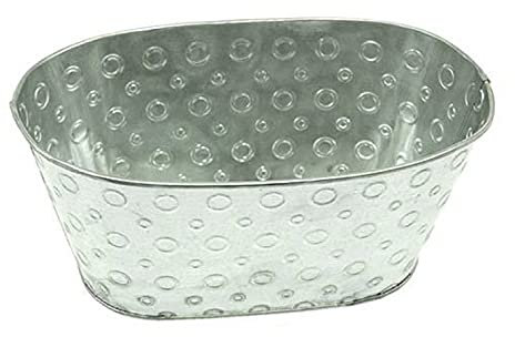 Lot de 4 pots de fleurs en métal - Anneaux - Jardinier - Gris - Forme ovale - En zinc - Décoration de table de mariage - Décoration de table - Fête des mères - Pots de fleurs