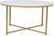 Flash Furniture Hampstead Collection Couchtisch – Moderner Couchtisch mit weißem Marmor-Finish – Crisscross gebürsteter Goldrahmen