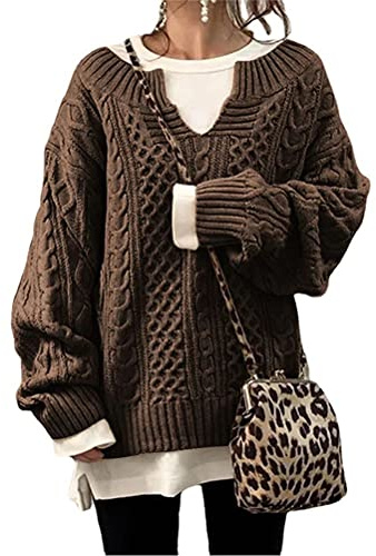 Onsoyours Jersey Mujer Otoño Invierno Mujer Manga Larga Jerséis Sueter Pullover Oversize Cuello V Talla Grande Jerseys