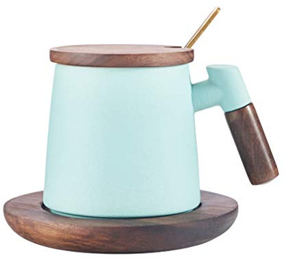 Tazza in ceramica Tazza di ceramica Personalizzazione creativa Tazza di capacità opaca con coperchio con coperchio con cucchiaio con montagne russe squisita tazza di caffè portatile 410ml Il miglior r