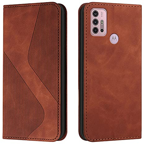 Mo-Somnus Kompatibel mit Motorola Moto G10/G20/G30/G10 Power Hülle, Magnet PU Leder Flip Wallet Case Tasche Handyhülle, Stoßfeste Schutzhülle Brieftasche Klapphülle mit [Kartenfächer] (Braun)