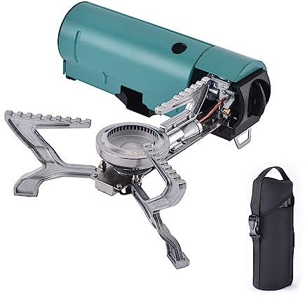 SOLOHIKE Réchaud à cassettes portable pliable à gaz compact pour barbecue réglable librement pour la maison en plein air camping avec étui de rangement (2. Vert marrs)