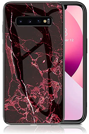 IMEIKONST Marmor Hülle für Samsung Galaxy S10 5G Handyhülle Blut Rot LSM | Rückseite Anti-Fingerabdruck Kratzfestes Stoßfest, Weicher Silikon Bumper, Dünne Schutzhülle for Samsung S10 5G