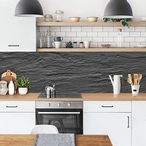 Bilderwelten Küchenrückwand Folie Glänzend 40x140 cm Schiefer Spritzschutz Fliesenspiegel Küche-Rückwand Motiv Klebefolie