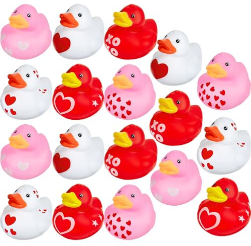 16 Stück Valentinstag Gummienten Mini Ente Badewannenspielzeug Neuheit Herz PVC Badeente Liebe Kleine Quietscheente Schwimmend Ente Wasserspielzeug für Kinder Geburtstag Baby Party Geschenk