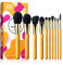 Eigshow Make-up-Pinsel-Set, 10 Stück Make-up-Pinsel, Premium-Nanofaser-Borsten für Grundierung, Mischung von Gesicht, Puder, Lippen, Rouge, Konturen, Lidschatten, bunt und vegan (gelb)