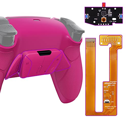 eXtremeRate Programmierbar RISE4 Remap Kit für ps5 Controller BDM-030/040/050, Remapper Board & Gummiert Grips Rücken Gehäuse/Case & Back Paddles Buttons für ps5-Nova Pink