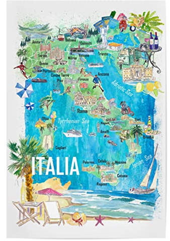 artboxONE Poster 60x40 cm Reise Illustrierte Reisekarte Italien - Bild italien illustriert bella italia catania karte