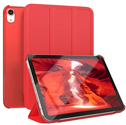 EAZY CASE - Coperchio di protezione per iPad Mini 6 (2021) Smart Cover Tablet Smartcase per alzarsi in piedi, con funzione di stand Sleep Wake Up, in pelle sintetica, Rosso