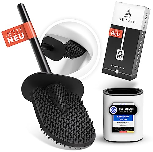 Abrush Klobürste Silikon mit SOFTGUMMI-Bürstenkopf [Ultra hygienisch] - Flache Silikon Klobürste - Toilettenbürste Silikon WC Bürste Flexible Toilettenbürste aus Silikon
