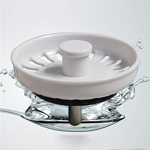 Tapón de Desagüe para Fregadero de Cocina - Cesta Blanca de 74 mm de Diámetro - 3 Unidades