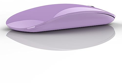 Uiosmuph U30 Bluetooth Maus Kabellose, Wiederaufladbare Funkmaus(Purple) | Tri-Mode BT5.1/5.0+2.4G, Leise, USB-Empfänger & USB-C Adapter, Batterie-Anzeige, USB-C aufladbar, für Laptops/Mac OS/Android