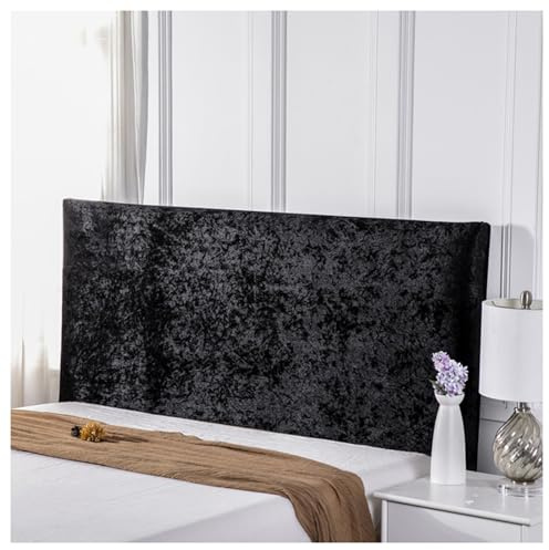 GOFOHIMI Staubdichte Bett-Kopfteilbezüge, einfarbiger Samt-All-Inclusive-elastischer Kopfteil-Rückenlehnen-Schutzbezug für King-/Doppelbett als Schlafzimmerdekoration,Schwarz,150cm