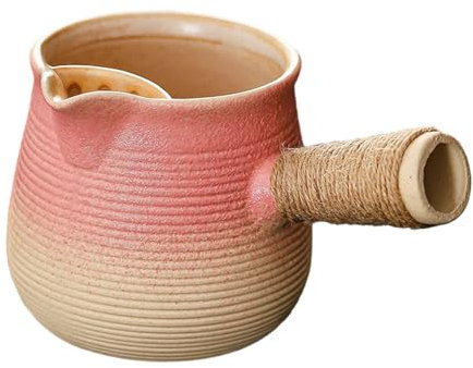 Fonowx Ceramic Teapot with Side Handle Durable Tea Maker Kettle Tea Infuser for Home Boiling Hot Water Hiking Restaurant, Pink