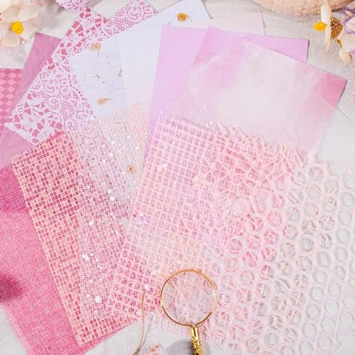 Arpaper Scrapbook Papier 45 Stück,Designpapier Bastelpapier Muster Scrapbook Journaling Scrapbooking Bullet Journal Zubehör Papier Junk Journal Scrap Book Stickerbuch Erwachsene Basteln(Light Dream 1