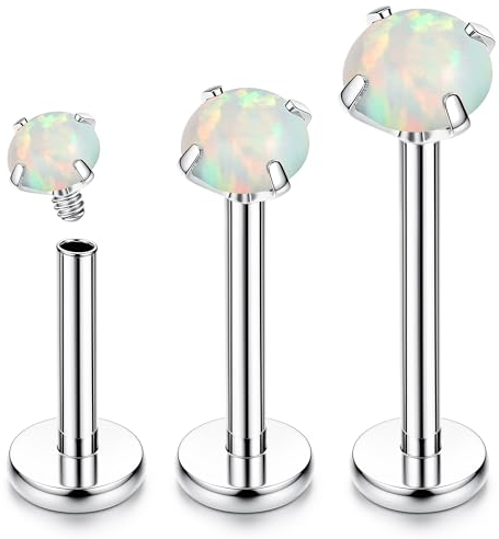 Chriscoco 16G G23 Titan Labret Piercing - Intern Gewinde Lippenpiercing Ohr Tragus Medusa Knorpel Helix - 6/8/10MM