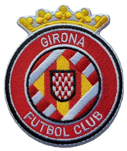 Jingtongda 2 Stück FC Girona Aufnäher Patch Football Fussball Soccer Club Iron on bügelbild aufbügler Badge Team logo 9x7.6cm