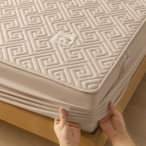 JIANINGHOME Weiches strapazierfähiges Spannbettlaken 180x220,Weiches Spannbetttuch, Extra Tief, FüR Einzel, Doppel, Kingsize Und Super-Kingsize-Betten, Waschbarer Matratzenschutz