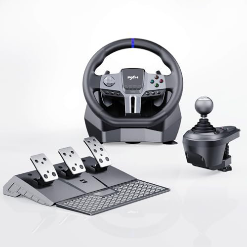 PXN PC Steering Wheel Gaming, V9 Gen2 Racing Wheel, Xbox Steering Wheel and Pedals, 270/900° Car Simulation with 3-Pedals and Shifter Bundle for PC, PS4, PS3,Xbox One, Xbox Series X/S,Switch