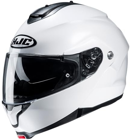 HJC C91N Plain Modular Flip Front Motorcycle Helmet Pearl White