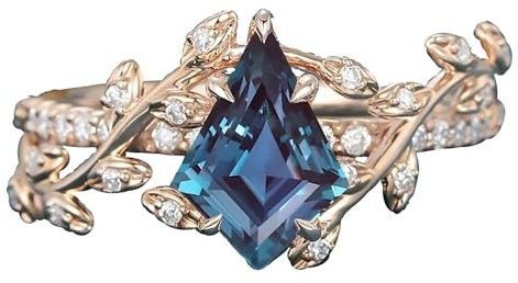 Rikelus-Verlobungsring aus natürlichem Alexandrit in Drachenform für sie, 9 K 14 K 18 K gold Alexandrit-Moissanit-Ring, Edelsteinring, Geschenk für Jahrestag Hochzeit, Valentinstag (9K Echt gold)