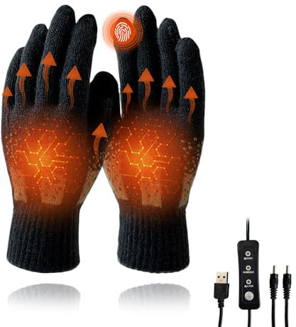 Mineup USB Beheizte Handschuhe, Stricken Touchscreen Handwärmer, Gestrickt Laptophandschuhe für Männer Frauen, Büro, Arbeit
