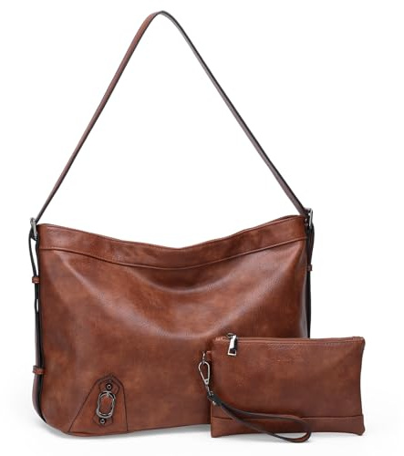 Chase Chic Handtasche Damen，Leder umhängetasche Shopper Mode Hobo Taschen,Damen Henkeltasche und Geldbeutel Set für Arbeit und Reisen Braun