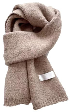 XQILGVF Winterschal in Volltonfarbe, gemütlicher Strickschal, Strickschal für kaltes Wetter, Warmer Dicker Schal für Damen (Beige)