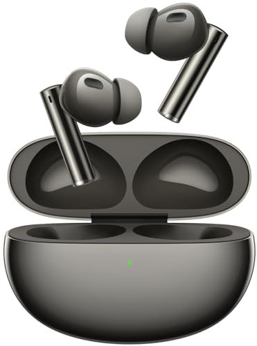 realme True Wireless Air 6 Pro, dynamische Treiber 11 mm und 6 mm Hochtöner, 40 Stunden Spielzeit, 50 dB ANC, LHDC, gezielte aktive Geräuschunterdrückung, 55 ms niedrige Latenz, 6 mic für Anrufe, Grau