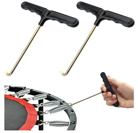 Quacc 2 PCS Trampoline Spring Pull Tool, Trampoline Hook Tool, Spring Pull T-Hook with Plastic Handle for Jumping Trampoline Spring Installation