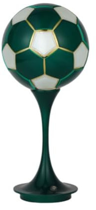 LOGT Fußball Nachtlicht 3D Football Tischlampe Kabellos Akku, LED Runde Fussball Nachttischlampe Dimmbar mit Touch Schalter USB Aufladbar Tischleuchte Kreatives Dekoration Kinderlampe,Grün
