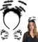 Fledermaus Haarreif und Glitzersteine Gesicht Schwarz, Fledermaus Kopfschmuck Damen, Strasssteine Gesicht, Fledermaus Kostüm Accessoires für Halloween Karneval Cosplay Musikkarneval