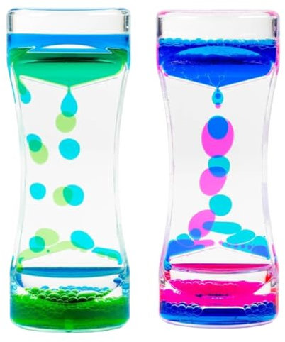 JJiaoLinin Reloj de Arena Líquido, 2PCS Reloj de Arena con Gota de Aceite, Temporizador sensorial líquido, Lámpara de Lava de Burbujas de Agua para niños, Juguete sensorial calmante para Autismo