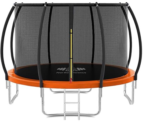FK Sports Outdoor Trampoline 6FT/8FT/10FT/12FT - Rebounder Trampolines for Toddlers, Kids & Adults with Safety Enclosure Net, Anti-tear, UV-Proof Pad, Exercise & Fitness (12 ft Trampoline with Ladder)