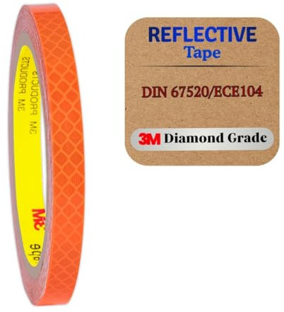 Nastro riflettente riflettente, nastro di avvertimento di sicurezza, pellicola riflettente impermeabile, auto, moto, casco, bicicletta realizzati con 3M Diamond Grade (10mm X 5meter Orange)