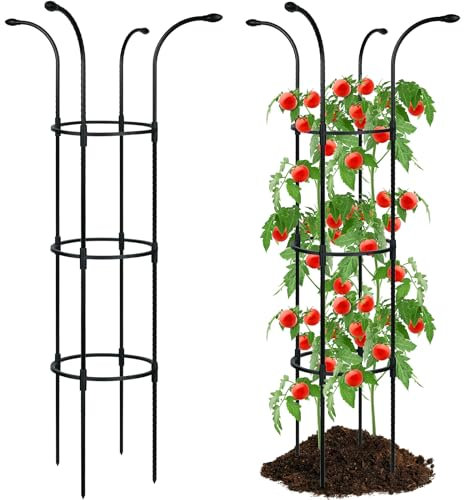 2 Pack Tomato Cage, Adjustable Plant Supports for Climbing Plants Indoor Outdoor,DIY Assembled Freely Trellis for Vegetables, Flowers, Fruit Vertical Grow(Tall:130cm&Black)