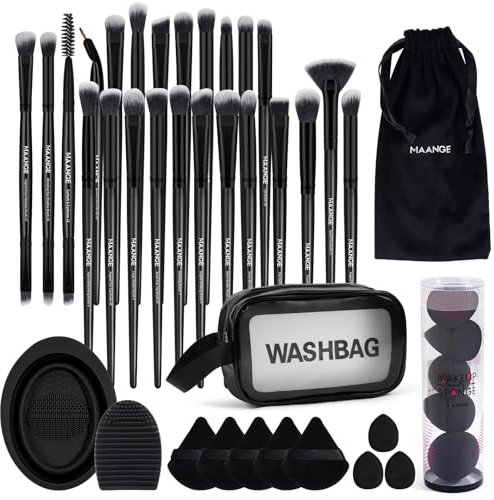 MAANGE 41-teiliges Premium Pinselset Makeup – Synthetische Pinsel für Contouring, Lidschatten, Blush & Concealer (inkl. Eyeliner & Blending Pinsel)