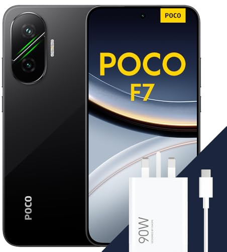 POCO F7 Smartphone, 12+256GB, Black, Flagship Snapdragon® 8s Gen 4, 6500mAh battery, 50MP Sony camera with OIS, 6.83 1.5K 120Hz AMOLED display (Included power adapter)