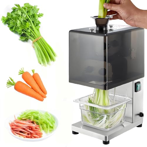 200W Commercial Scallion Shredder, Electric Vegetable Chopper with Soundproof Cover, 3.5cm Feed Inlet, Continuous Work For 3 Hours, 700 Rpm Stainless Steel Green Onion for Pepper Onions Celery