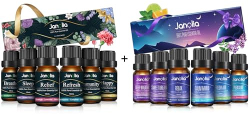 Janolia Ätherische Öle Naturrein Duftöl Set Reines Natürliche Ätherische Öle für Diffuser, Pur Essential Oils für Luftbefeuchter, Ideal Duftöle für Zuhause, Büro, Spa